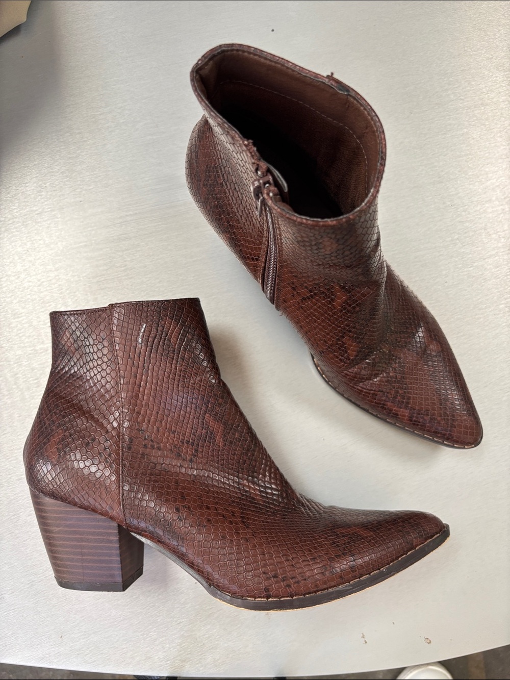 Western Brown Snake-Embossed Ankle Boot 8 - Picture 12 of 12